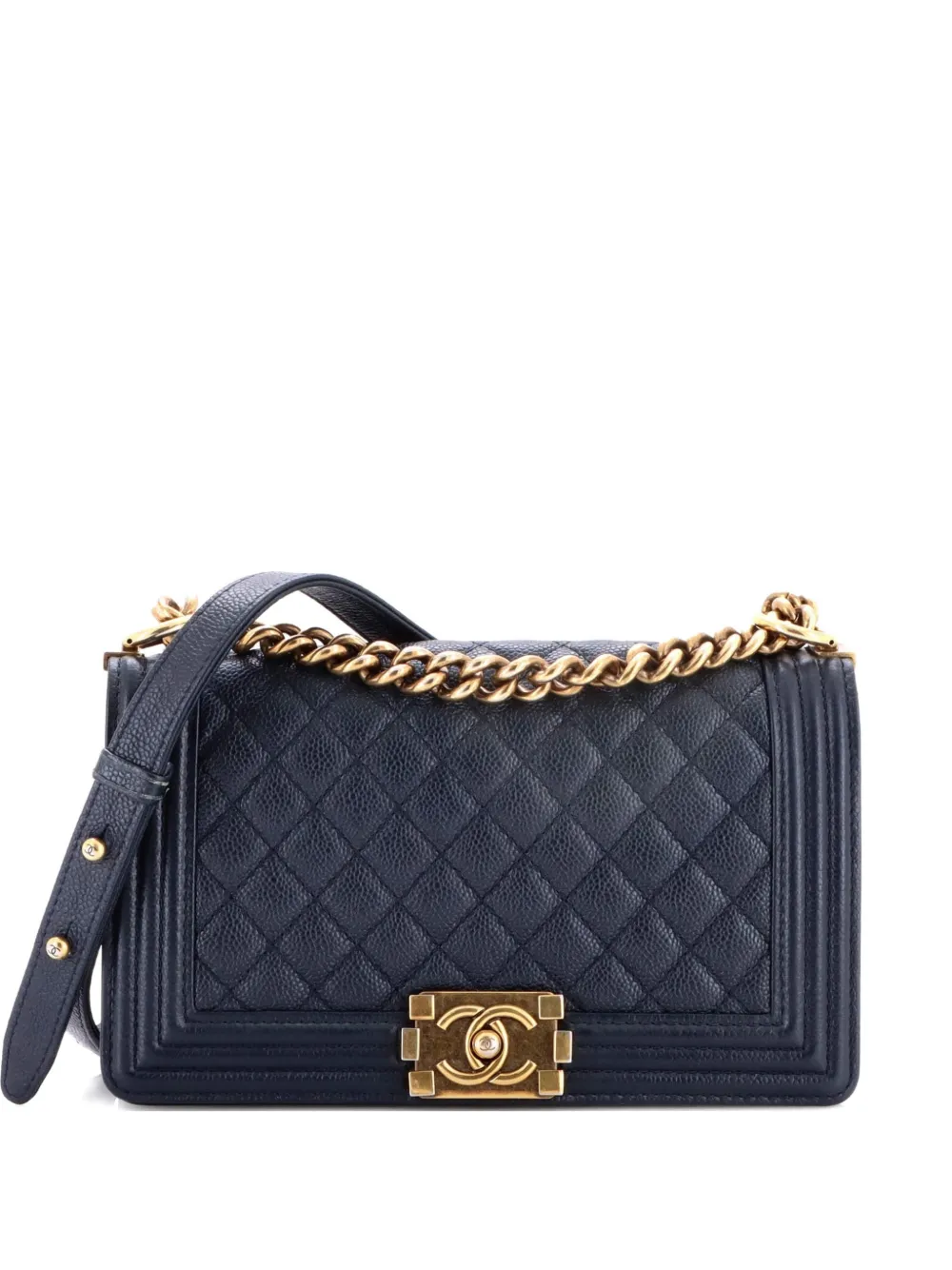 CHANEL Pre-Owned Boy Flap Bag Quilted Caviar Old Medium crossbody bag - Blu