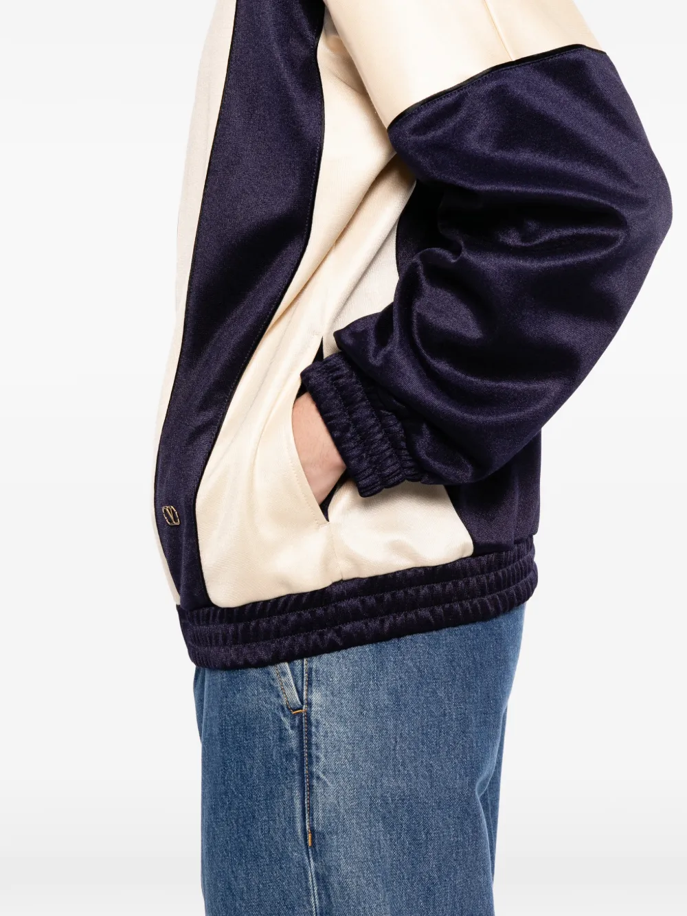 Valentino Garavani Sweater met logopatch en rits Blauw