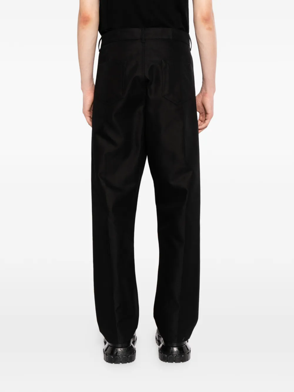press-stud straight-leg trousers