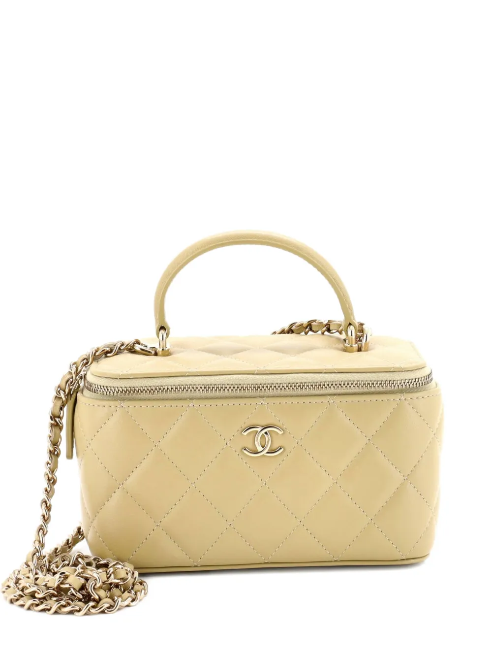 CHANEL Pre-Owned Classic Top Handle Vanity Case with Chain Quilted Lambskin Small crossbody bag - Verde