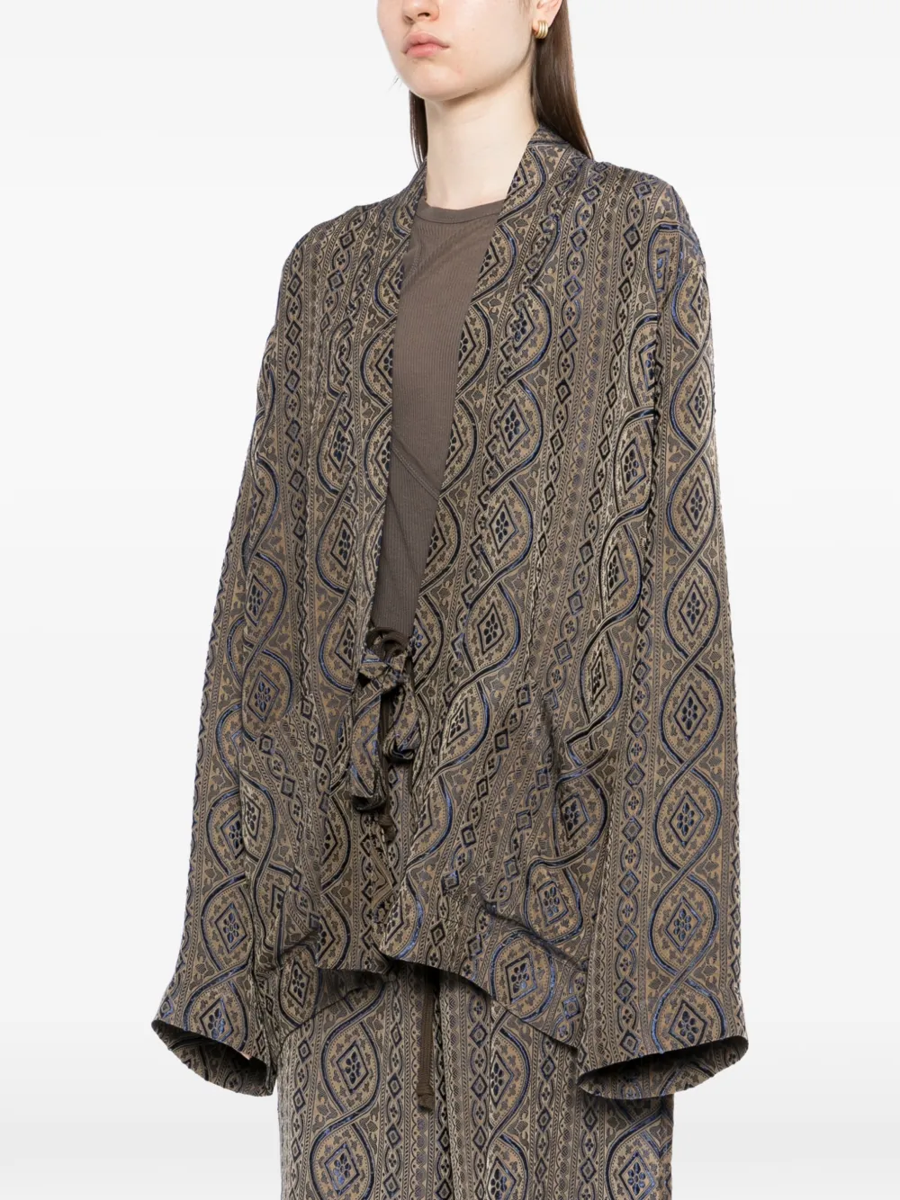  Uma Wang Drawstring Patterned Jacket - Blue 