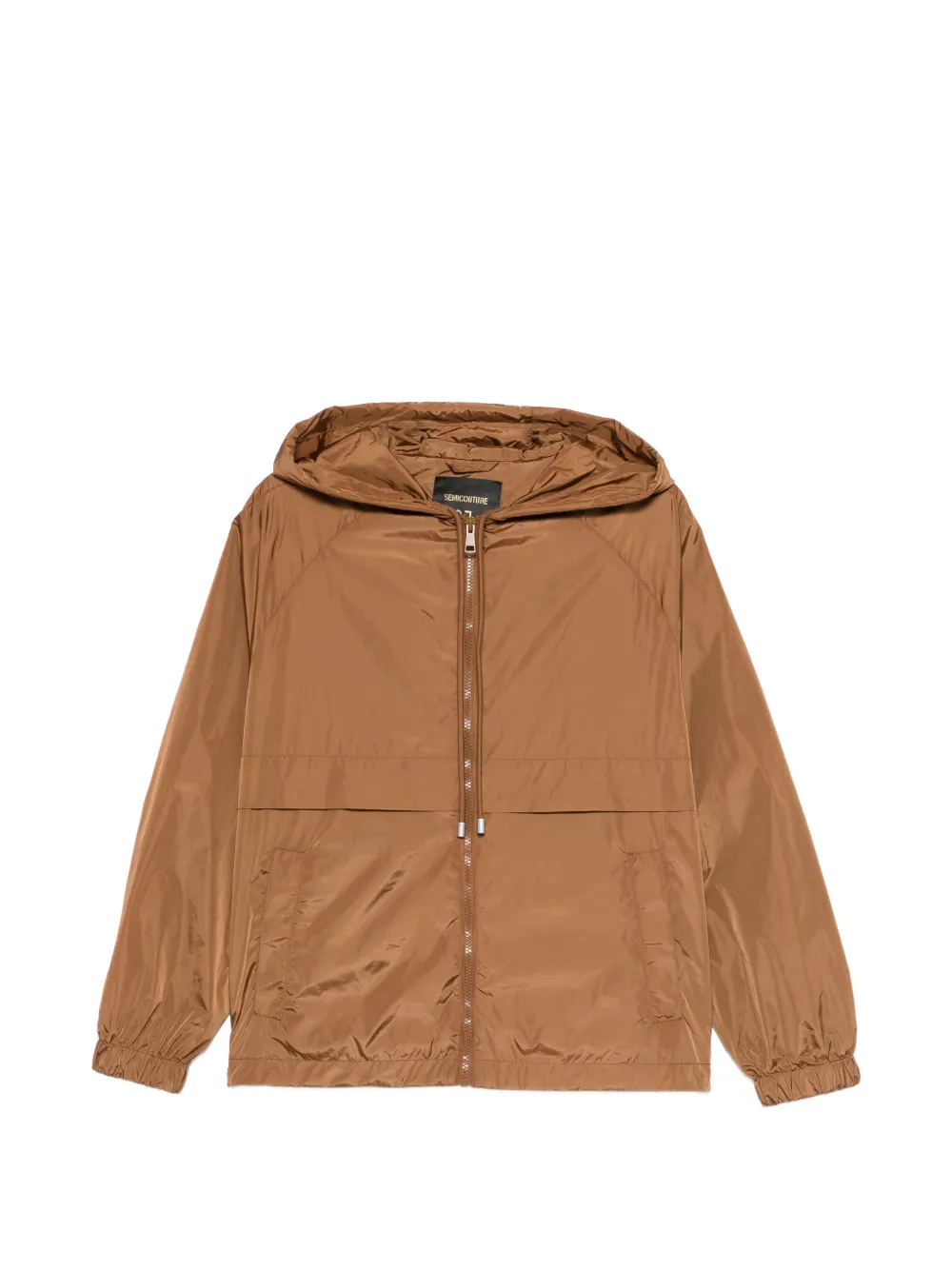 Semicouture zip-up hooded jacket - Marrone