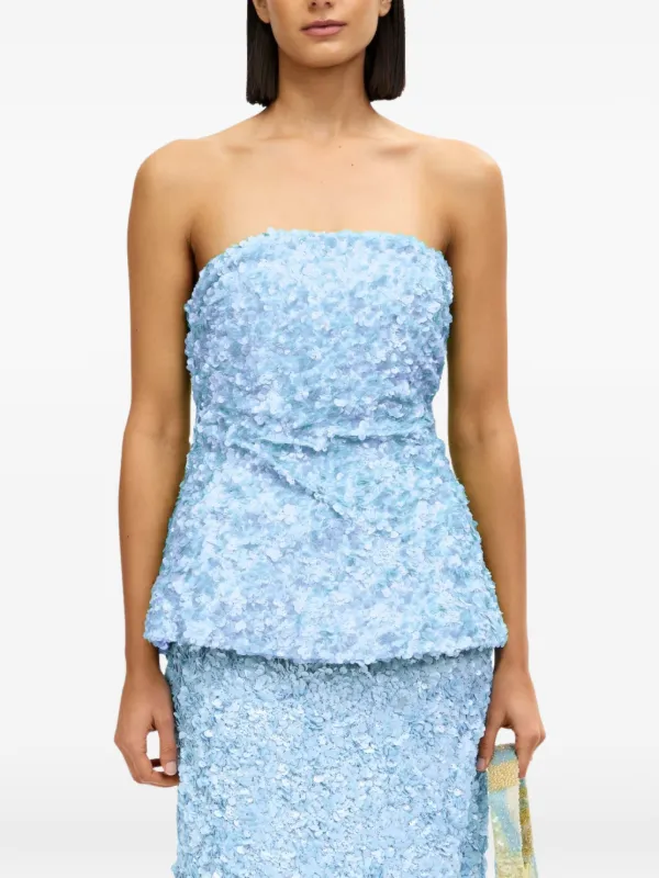 acler blue strapless dress Manton Strapless Midi Dress in Dark Pacific Blue