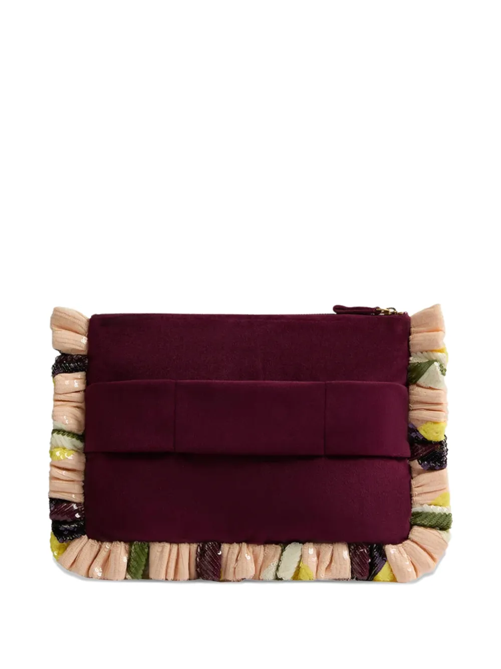 La DoubleJ Clutch met pailletten en ruches Roze