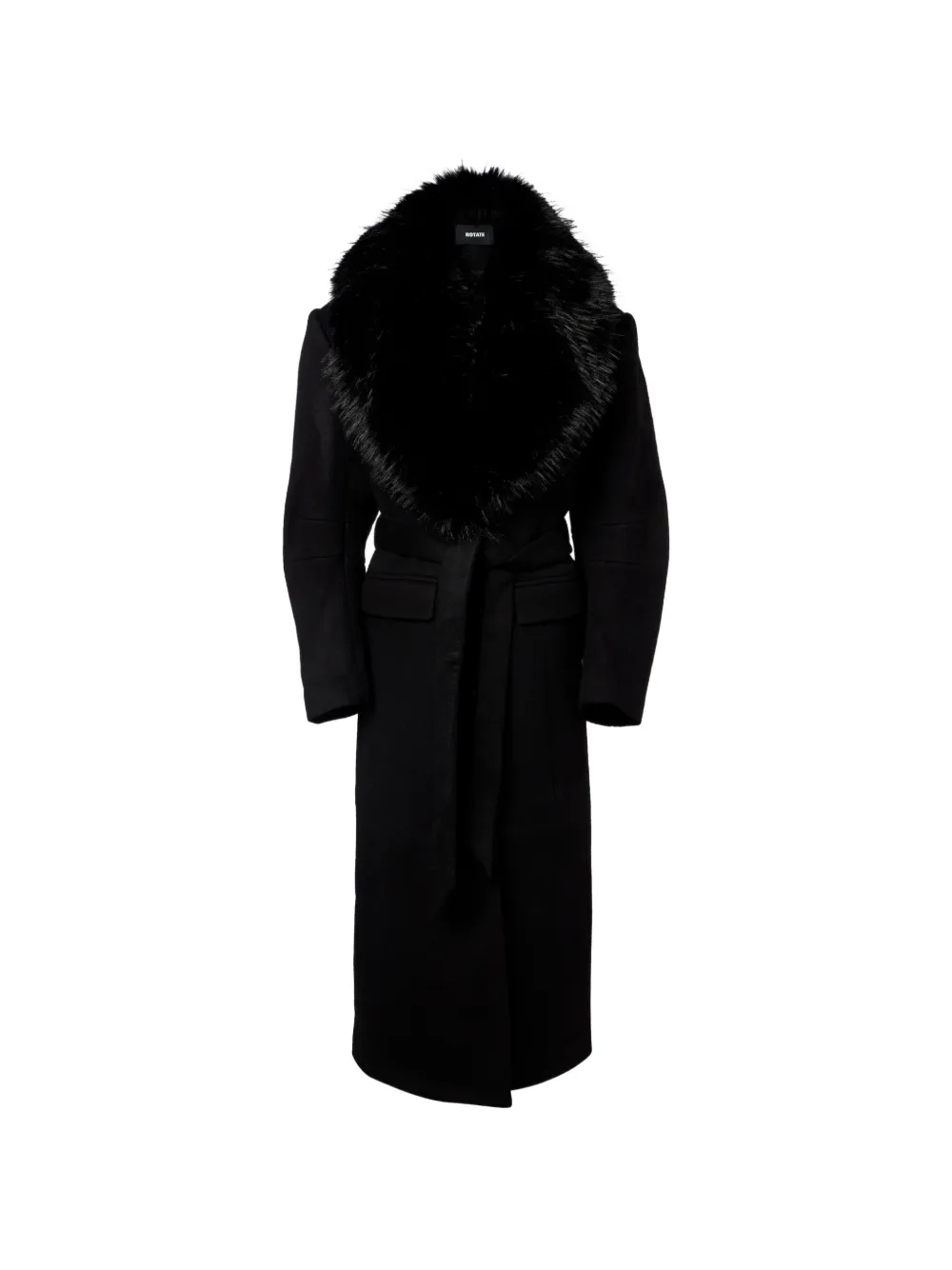 ROTATE BIRGER CHRISTENSEN faux-fur-collar coat - Nero