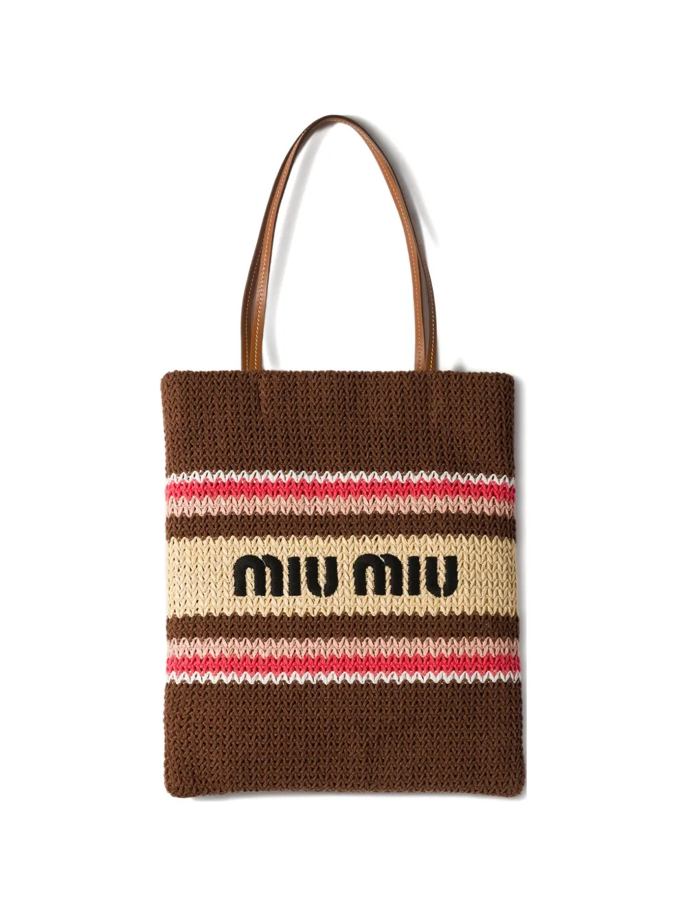 Miu Miu logo-embroidered tote bag - Marrone