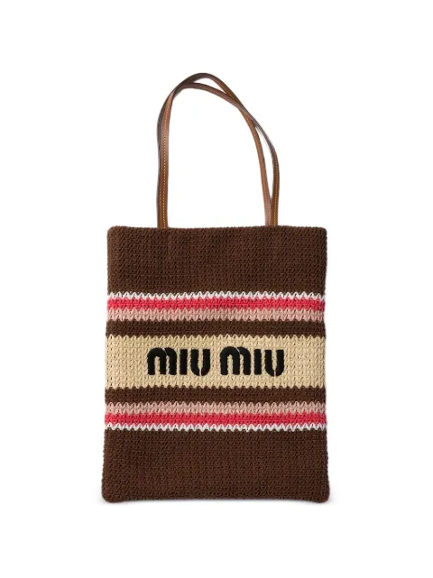 Miu Miu woven-motif striped tote bag