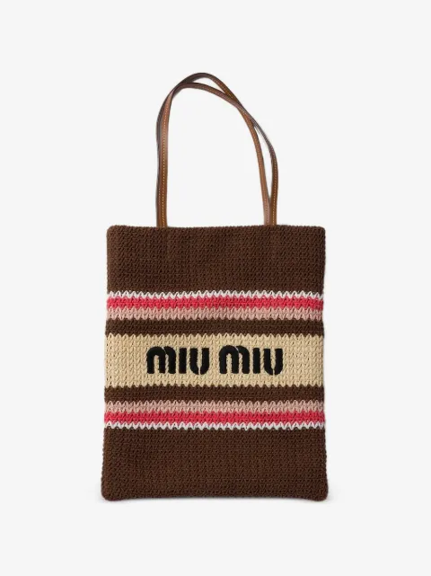 Miu Miu raffia-effect woven tote bag