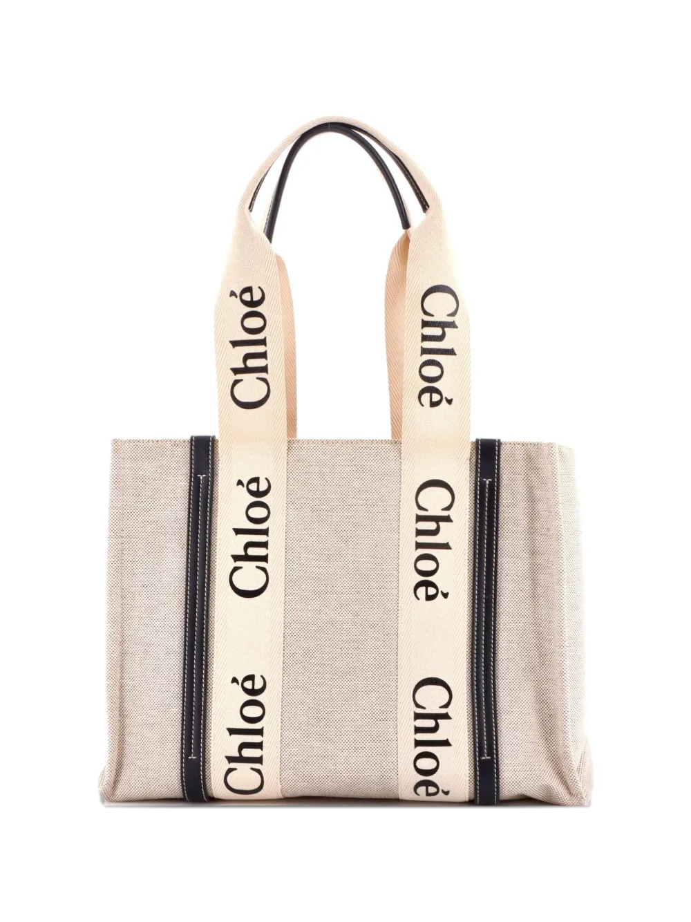 Chloé Pre-Owned Woody Canvas with Leather Medium tote bag - Toni neutri