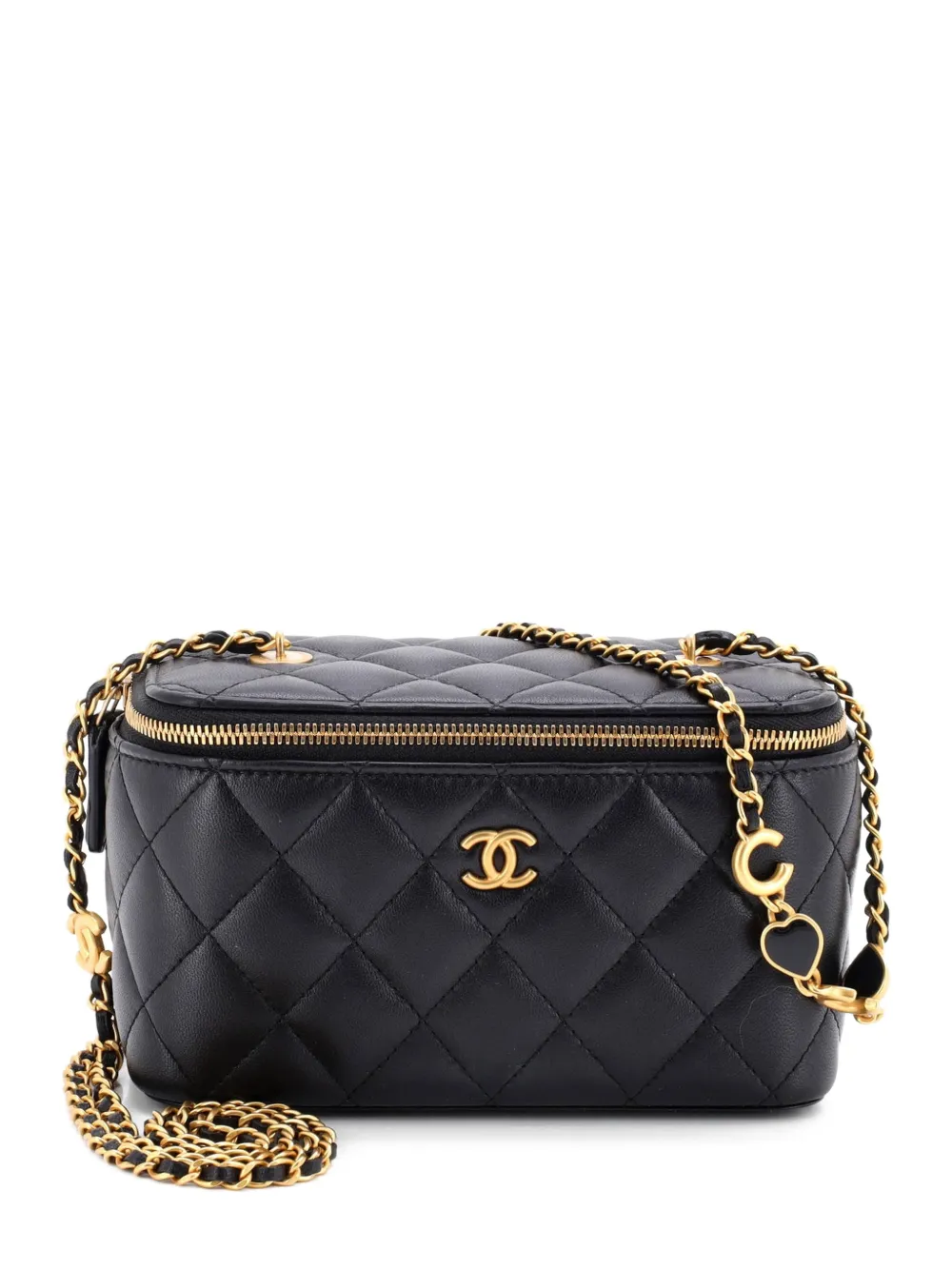 CHANEL Pre-Owned Coco de Toi Heart Vanity Case with Chain Quilted Lambskin Small crossbody bag - Nero