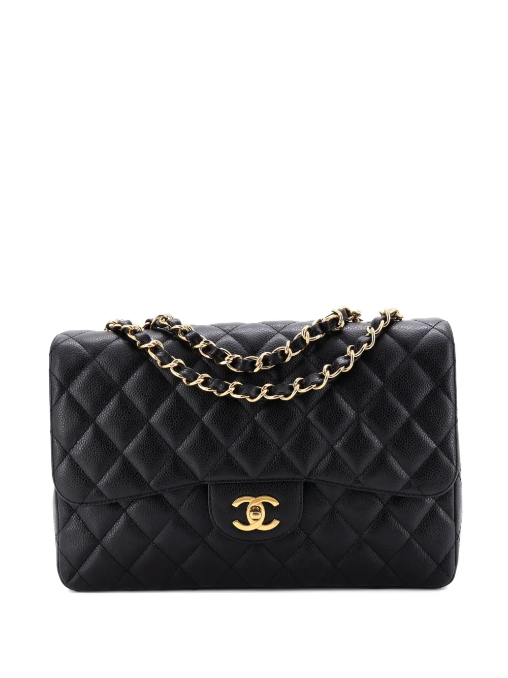 CHANEL Pre-Owned Classic Single Flap Bag Quilted Caviar Jumbo shoulder bag - Nero
