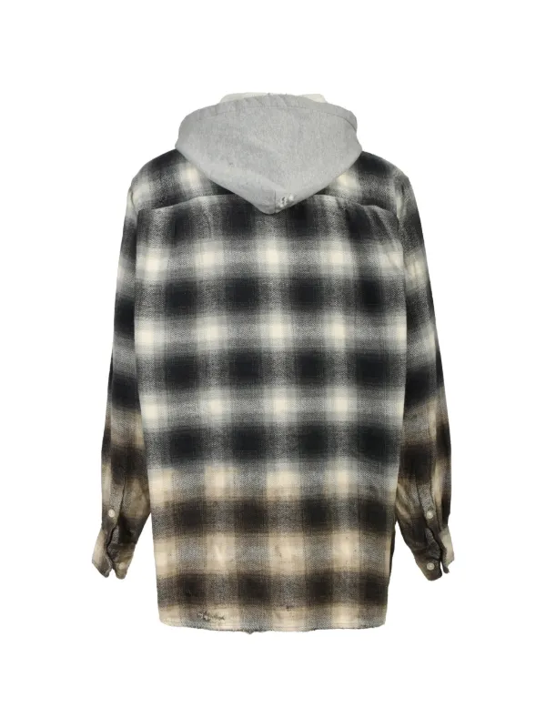 KAMIYA Hooded Check Shirt（BLACK） KAMIYA Hooded Checked Shirt | Black | FARFETCH NZ