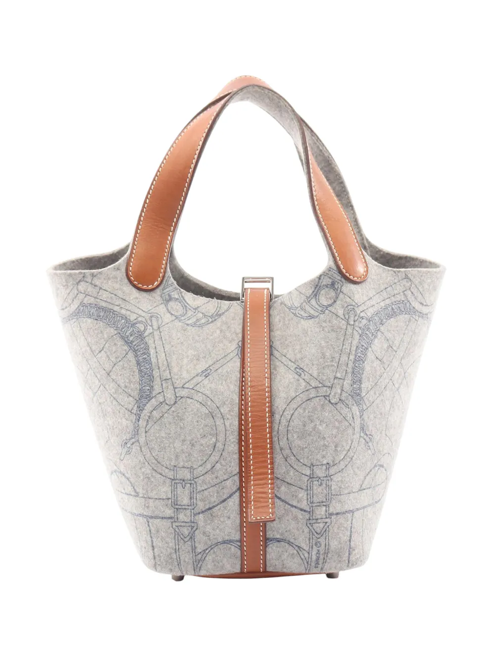 Hermès Pre-Owned 2008 Feutre Swift Picotin PM Feutre leather Feutre / Swift leather Gray Brown Fauve Used Women handbag - Grigio