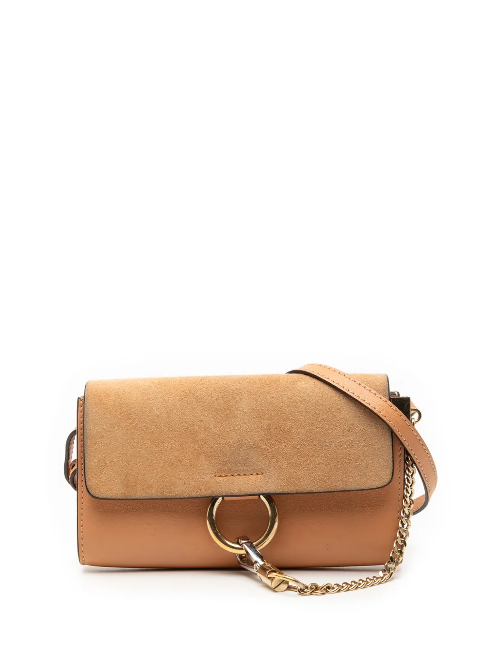 Chloé Pre-Owned 2015-2018 Mini Calfskin and Suede Faye Chain crossbody bag - Marrone