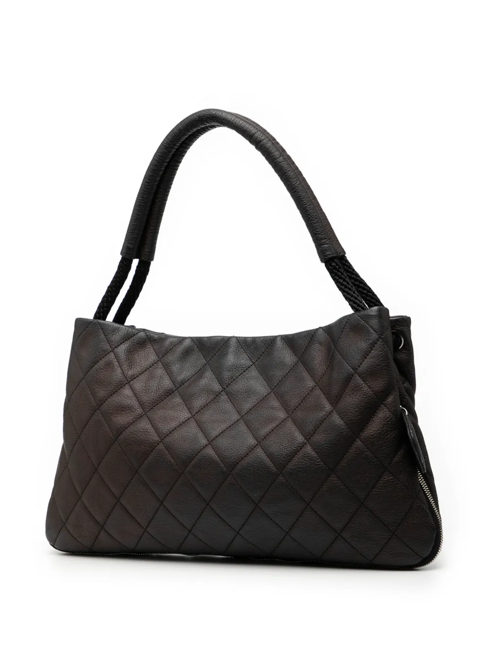 Chanel Pre-owned 2009-2010 Medium Quilted Calfskin Yacht Expandable Zip Tote Bag in Black, view 3
