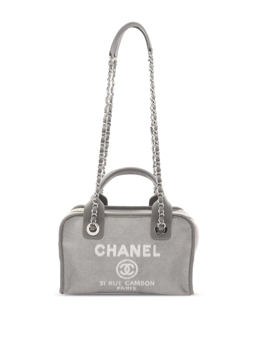 CHANEL Pre-Owned 2014-2015 Small Canvas Deauville Bowling Bag satchel - Grigio