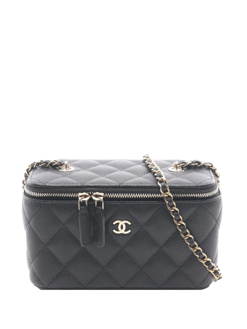 CHANEL Pre-Owned 2021-2026 Small Quilted Caviar Vanity Case With Chain crossbody bag - Nero