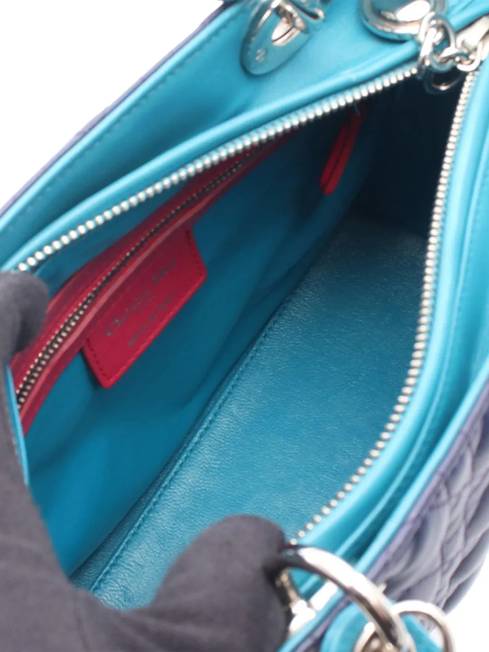 2010-2026 Medium Tricolor Lambskin Cannage Lady Dior Satchel