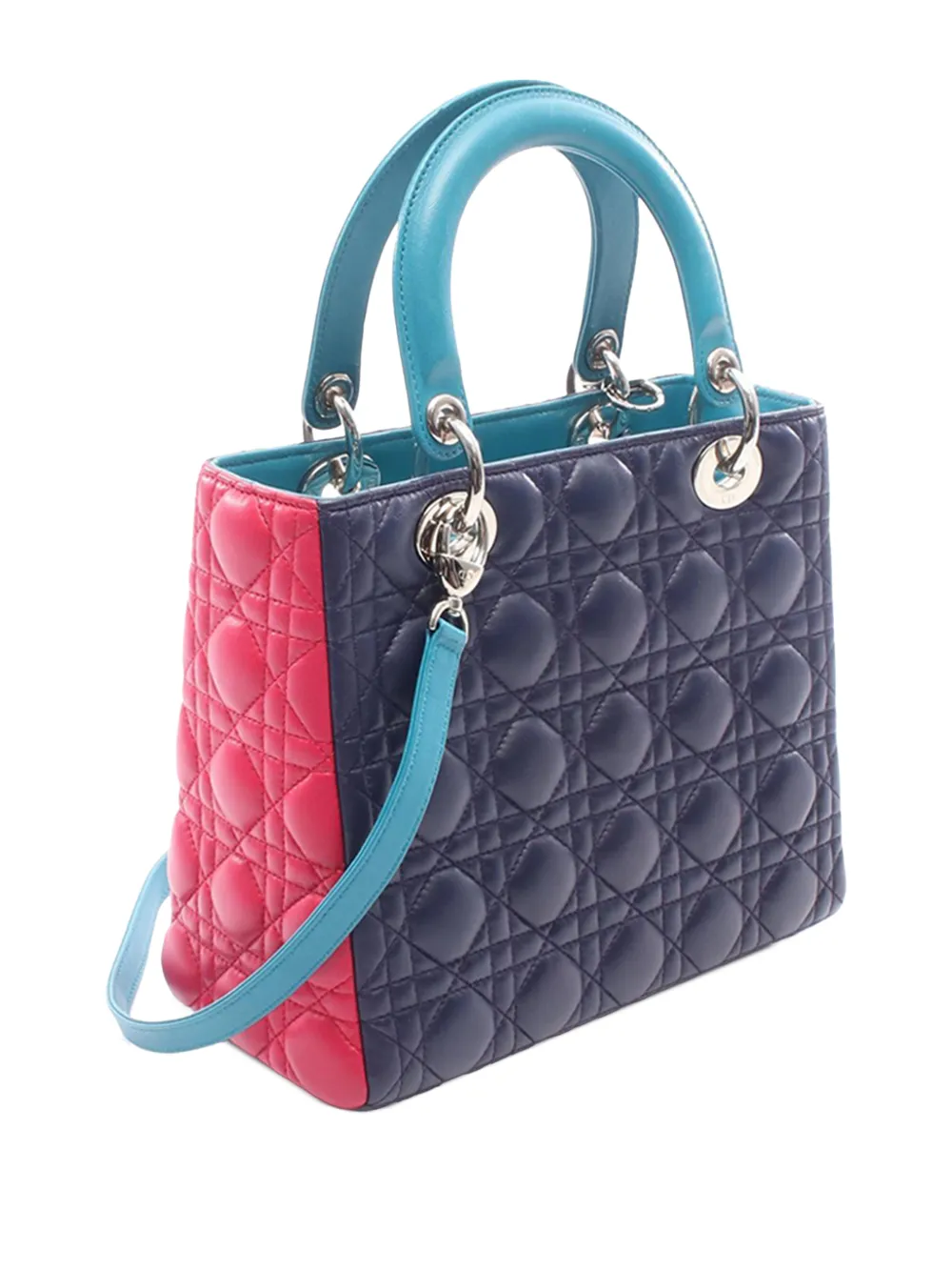 2010-2026 Medium Tricolor Lambskin Cannage Lady Dior Satchel