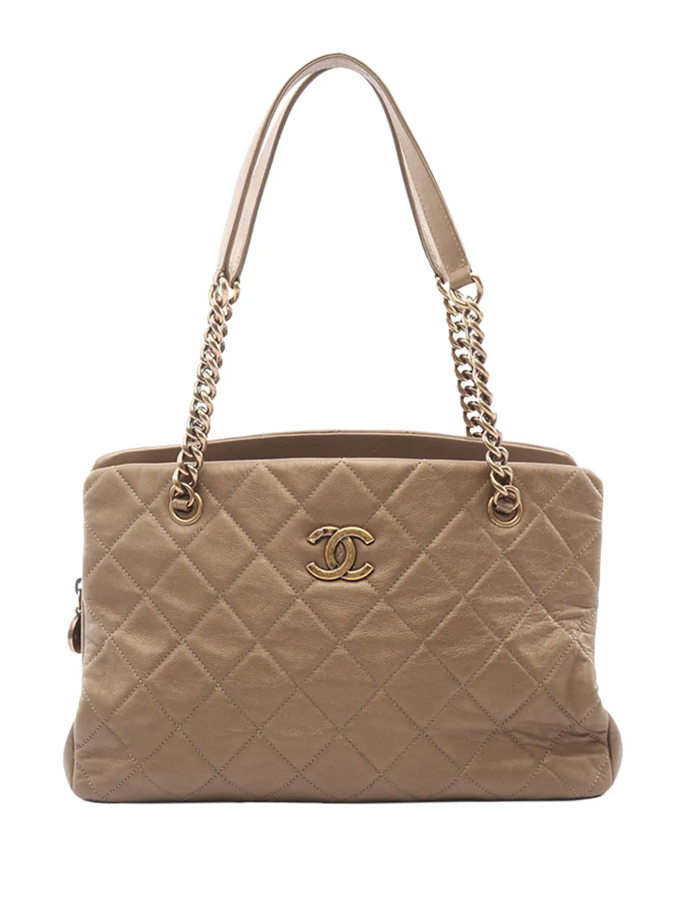 CHANEL Pre-Owned 2012-2013 CC Quilted Lambskin Crown Tote shoulder bag - Marrone