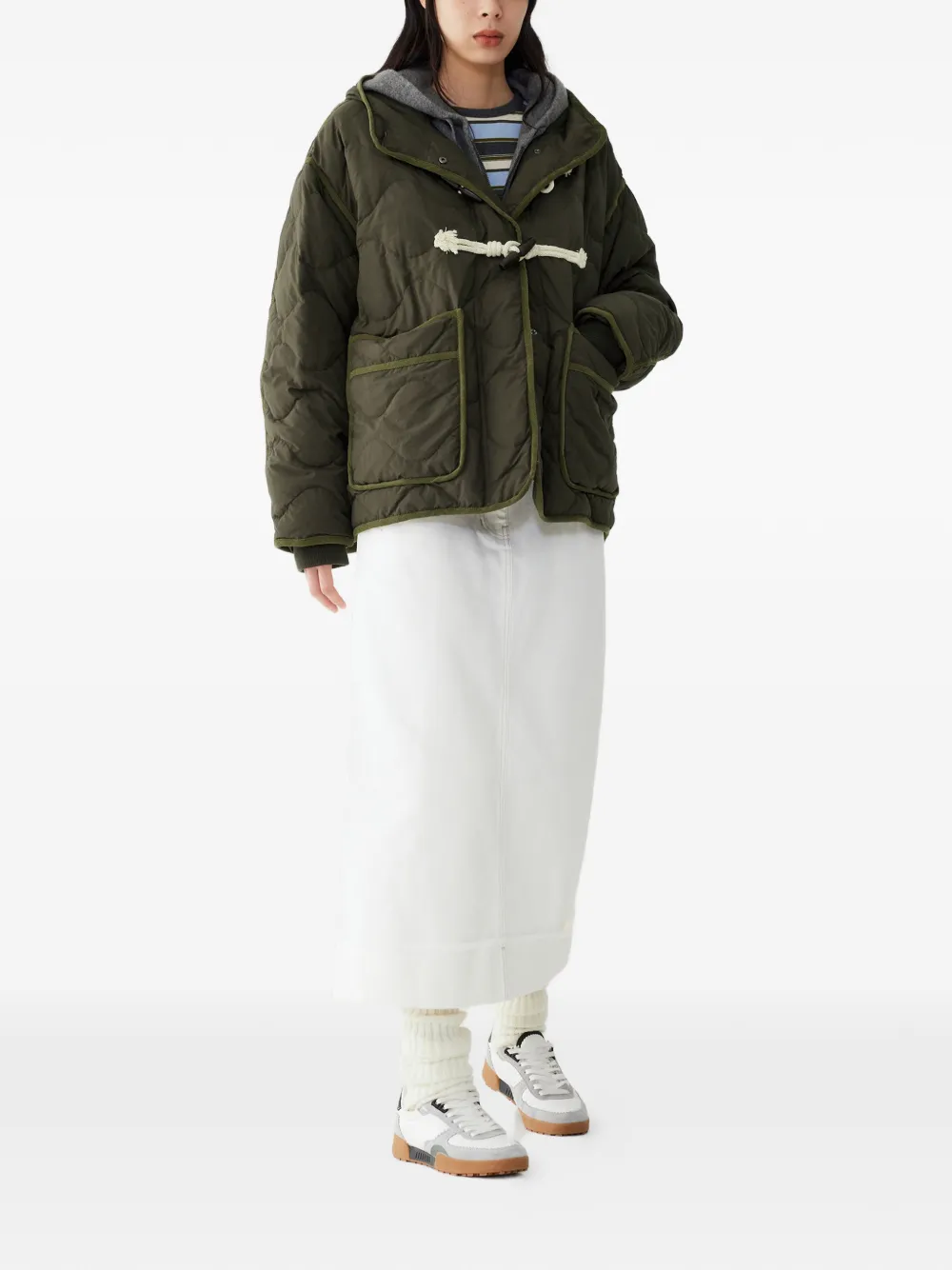 Tomboy Doudoune à Fermeture Duffle-coat - Vert 