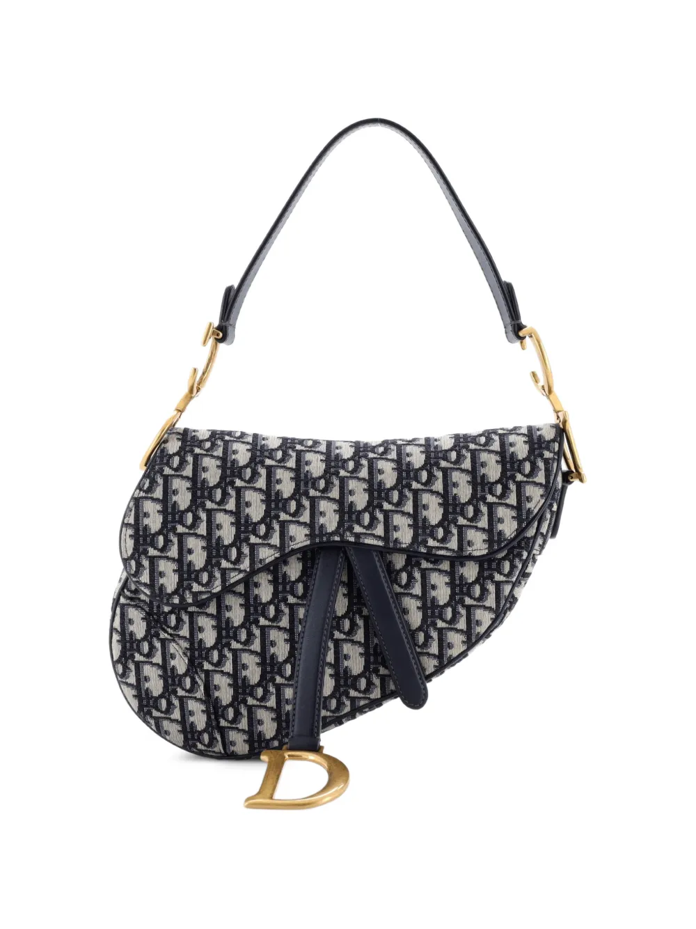 Christian Dior Pre-Owned Saddle Handbag Oblique Canvas Medium shoulder bag - Blu