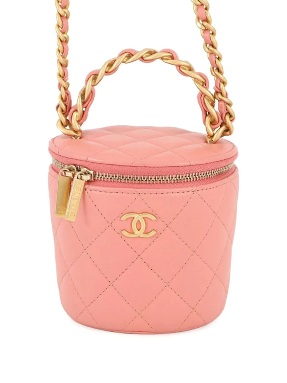CHANEL Pre-Owned 2021-2025 Quilted Lambskin Afternoon Tea Case with Chain vanity bag - Rosa