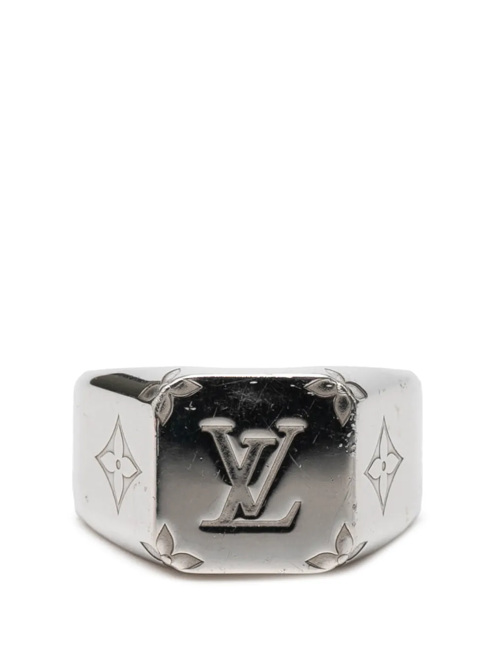 Louis Vuitton Pre-Owned 2023 Silver Plated Monogram Signet Ring L costume ring - Argento