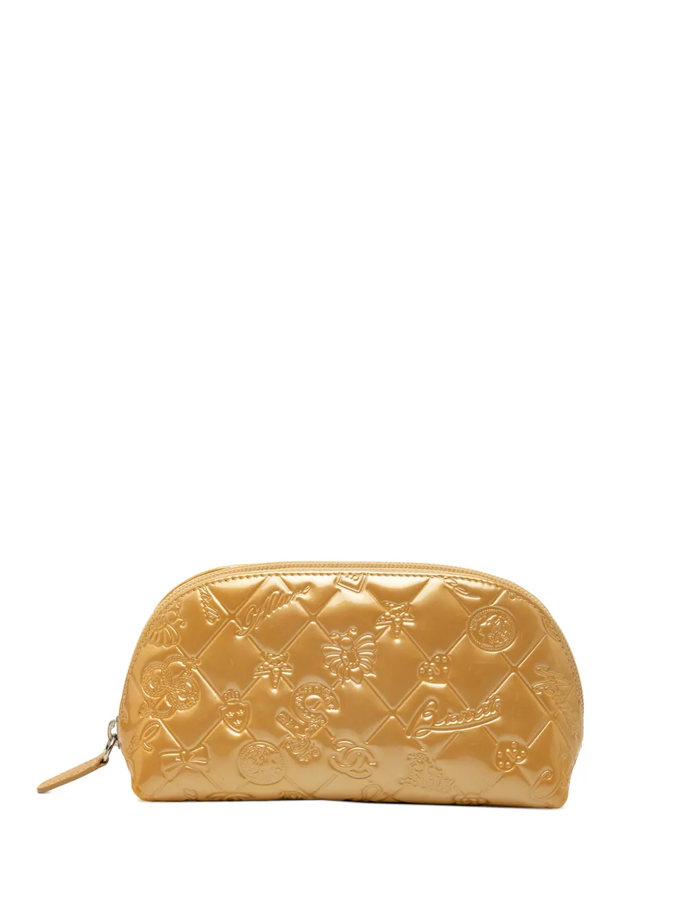 CHANEL Pre-Owned 2010-2011 Quilted Patent Precious Symbols pouch - Oro