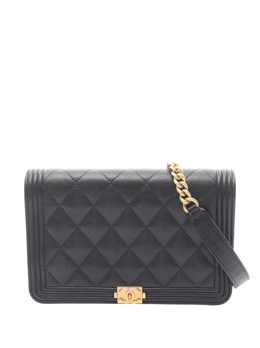 CHANEL Pre-Owned 2021-2026 Quilted Caviar Boy Wallet on Chain crossbody bag - Nero