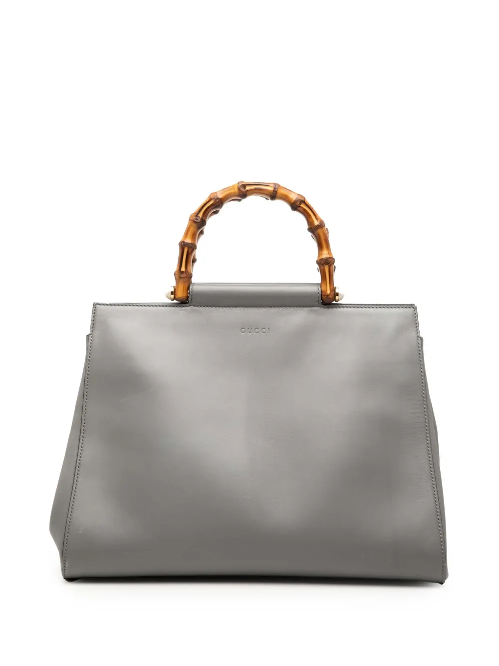 Gucci Pre-Owned 2000-2015 Medium Leather Bamboo Nymphaea satchel - Grigio