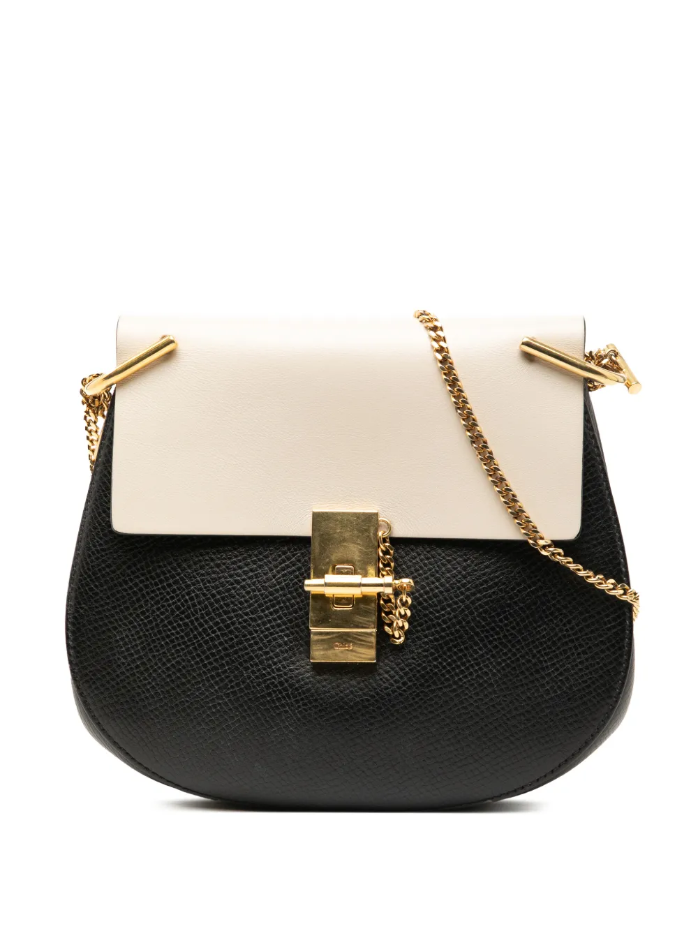 Chloé Pre-Owned 2016 Small Bicolor Smooth and Grained Calfskin Drew crossbody bag - Nero