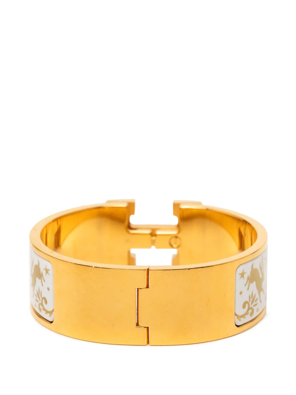  Hermès Pre-owned 2010-2025 Wide Enamel Clic Clac H Sous Le Charme D Orphee Bracelet Gm Costume Bracelet - Gold 