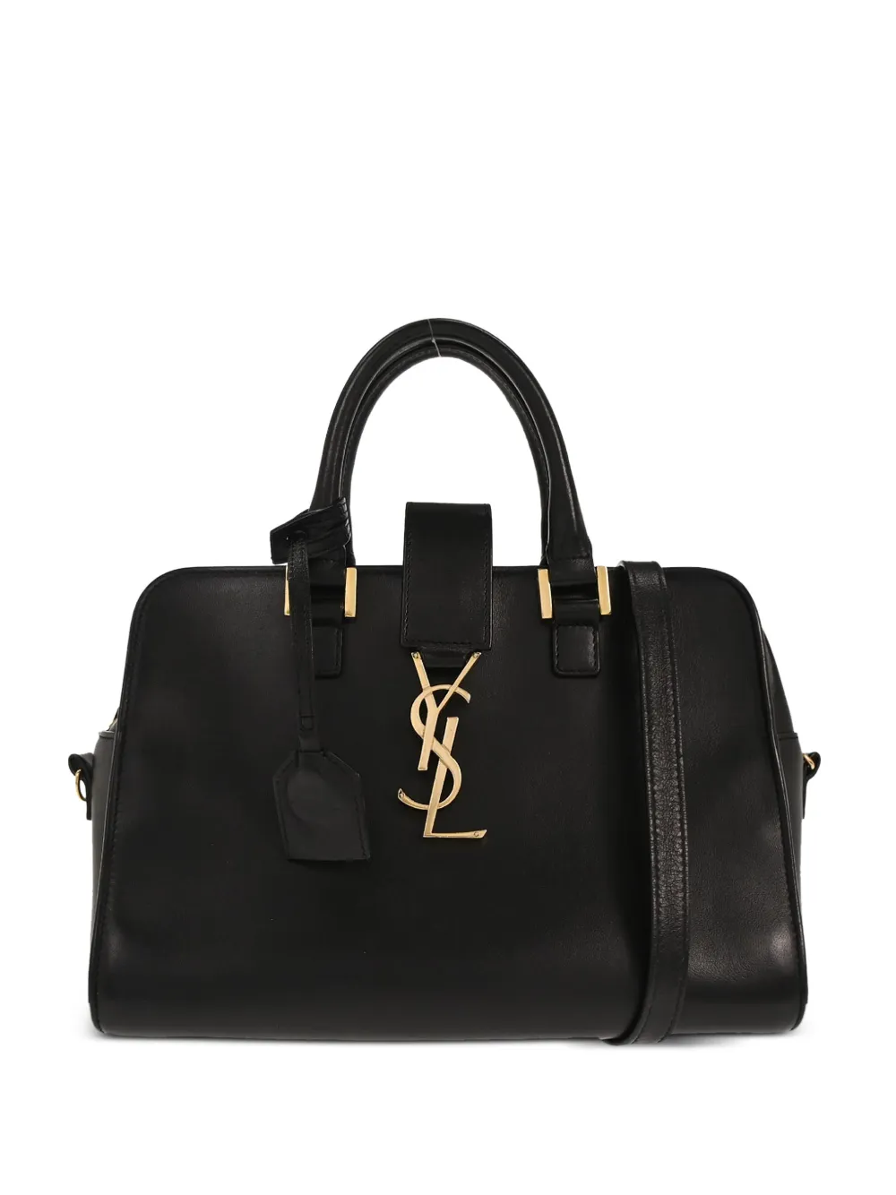 Saint Laurent Pre-Owned 2018 baby Cabas logo-plaque leather tote bag - Nero
