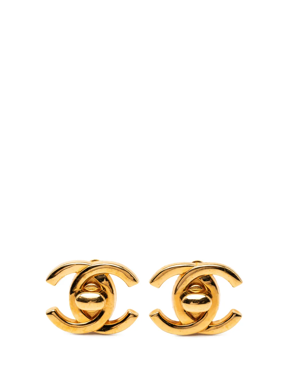 CHANEL Pre-Owned 1996 Gold Plated CC Turn Lock Clip on Earrings costume earrings - Oro