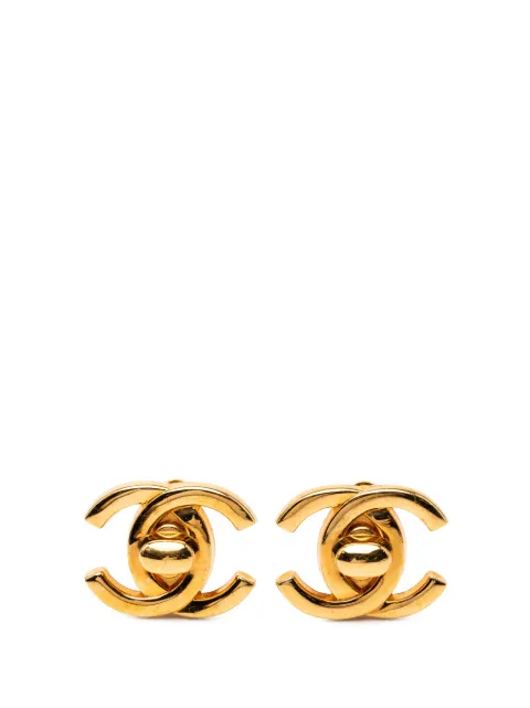 CHANEL Pre-Owned aretes de clip bañados en oro con logo CC 1996