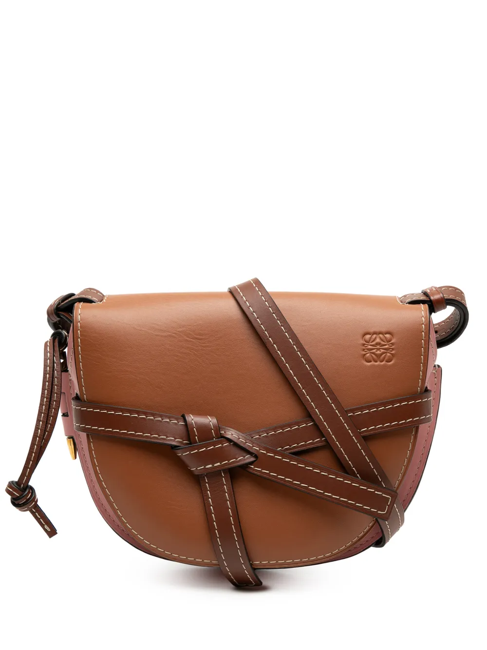 Loewe Pre-Owned 2010 Small Tricolor Leather Gate crossbody bag - Marrone