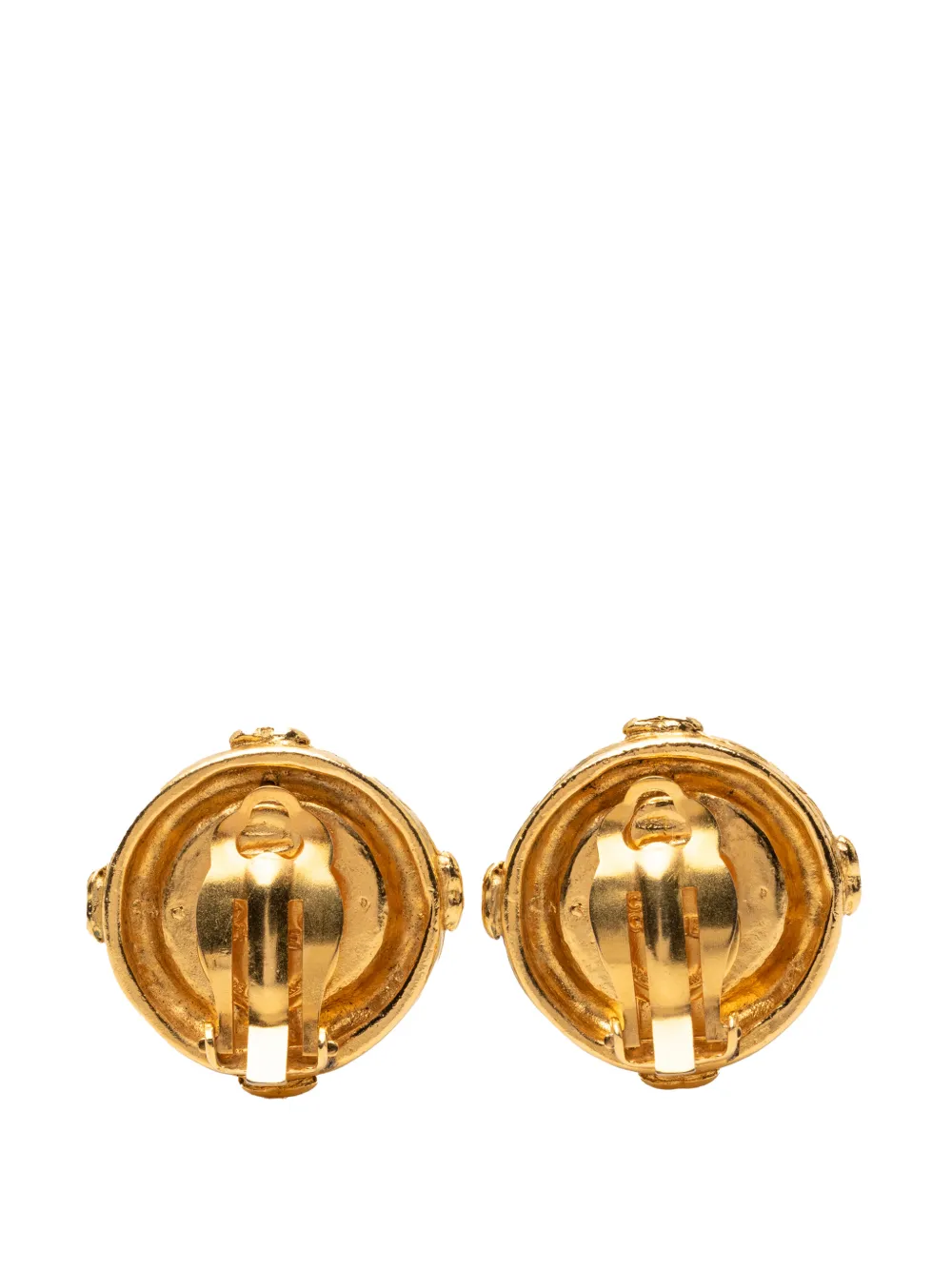 1970-1980 Gold Plated Cc Round Clip On Earrings Costume Earrings