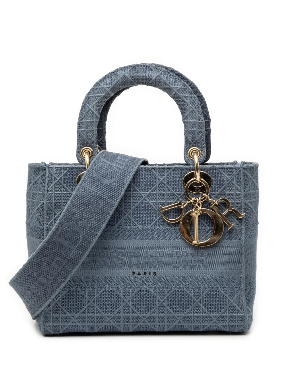 Christian Dior Pre-Owned 2020 Medium Canvas Cannage Lady D Lite satchel - Blu