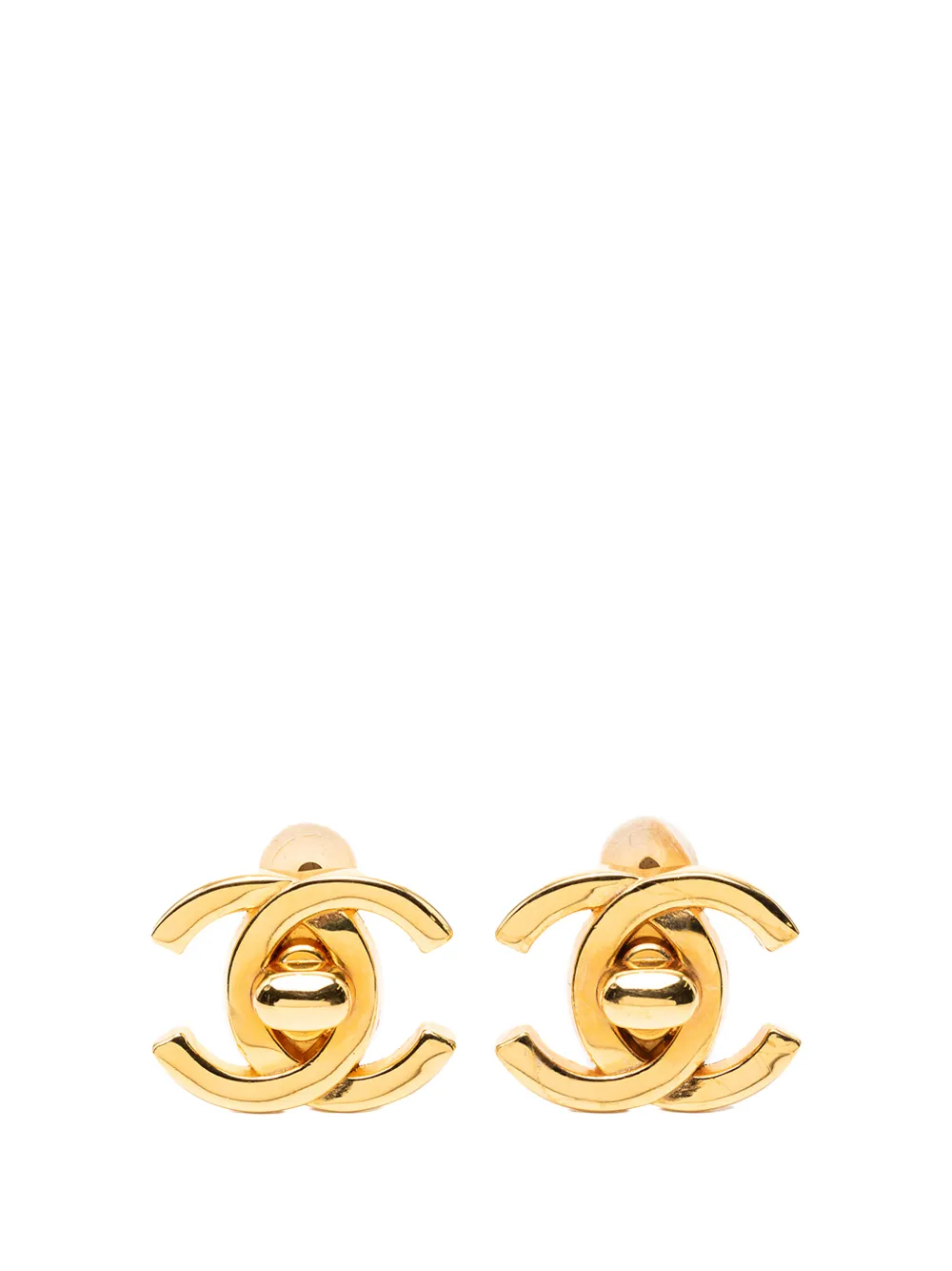CHANEL Pre-Owned 1995 Gold Plated CC Turn Lock Clip on Earrings costume earrings - Oro