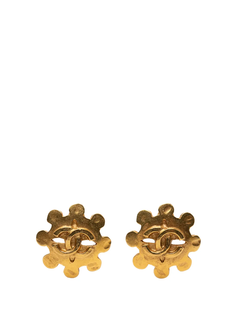 CHANEL Pre-Owned 1994 CC Gold Plated Flower Clip On Earrings costume earrings - Oro