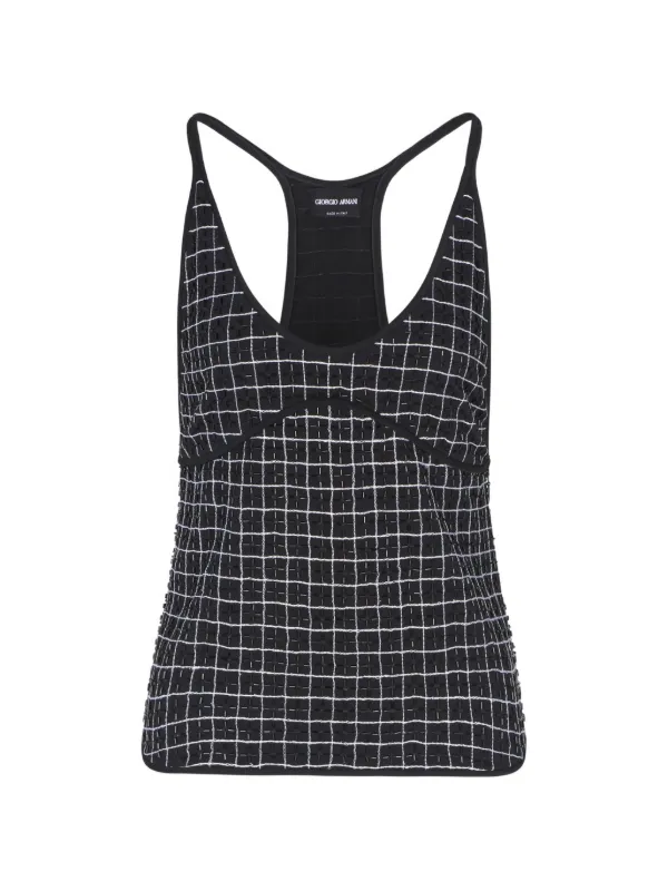 Giorgio Armani Checked Racerback Top in Black