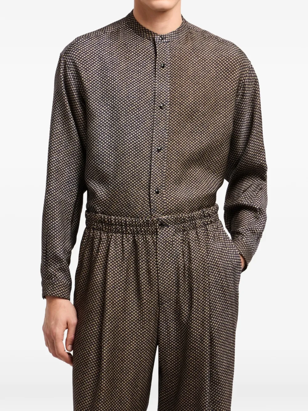 Giorgio Armani printed shirt jacket - Marrone