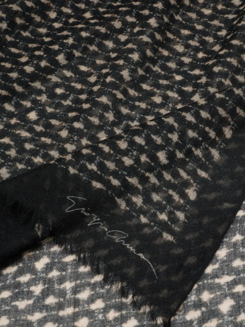 Giorgio Armani Patterned Scarf - Black 