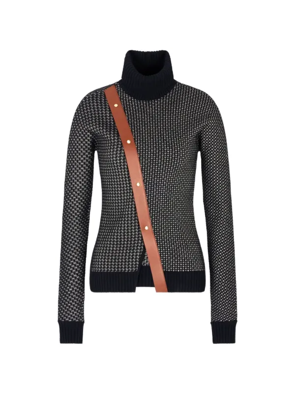 Giorgio Armani Mock-neck Jacquard Sweater in Black
