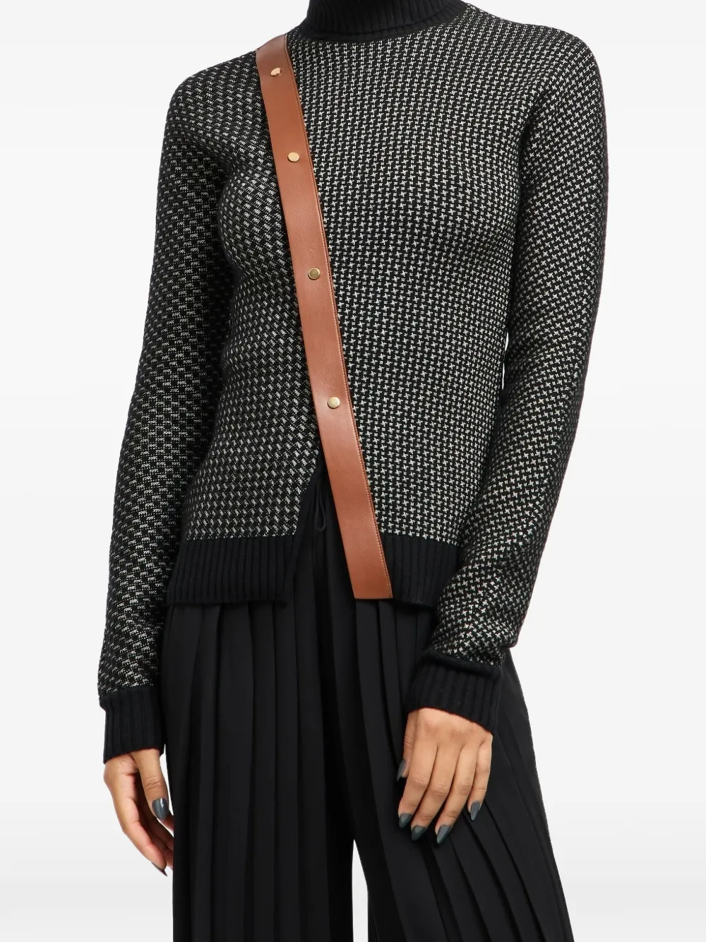 Giorgio Armani Trui met opstaande hals en jacquard Zwart