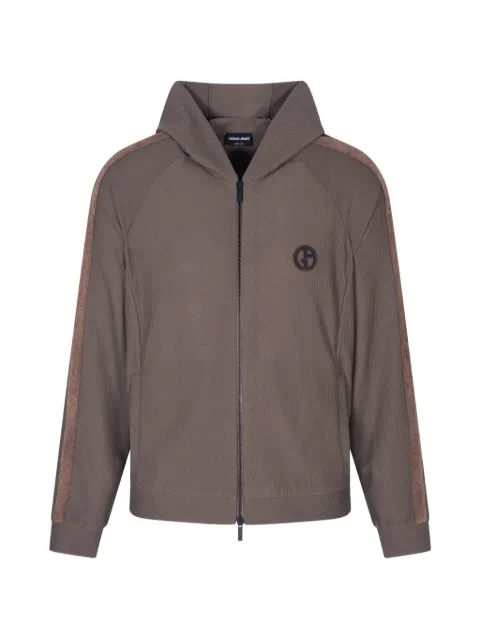 Giorgio Armani zip-up waffle-fabric hoodie