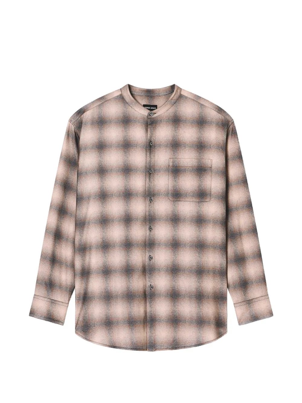 Giorgio Armani collarless check-print shirt - Neutrals