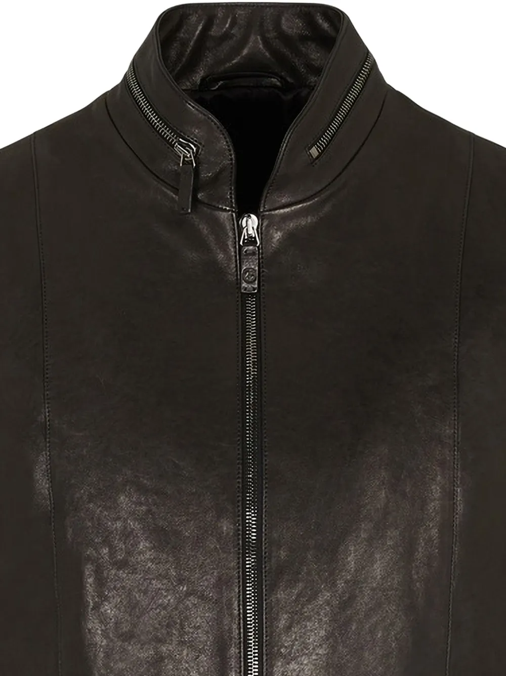 Giorgio Armani Leren gilet met rits Zwart