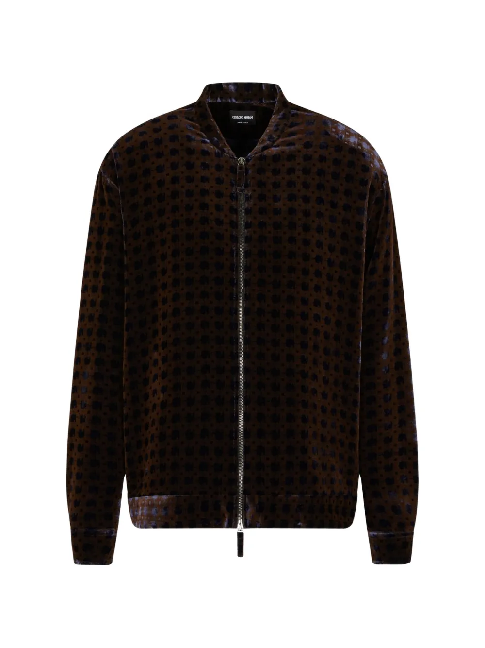 Giorgio Armani printed velvet shirt with zip - Marrone